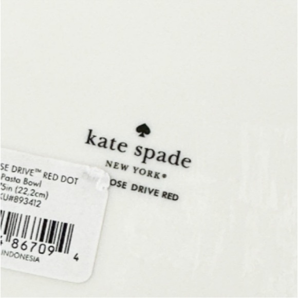 NEW VHTF ♠️Lenox/KATE SPADE♠️ Red Polka Dot PASTA BOWL - Picture 7 of 7